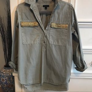 J crew half button up blouse